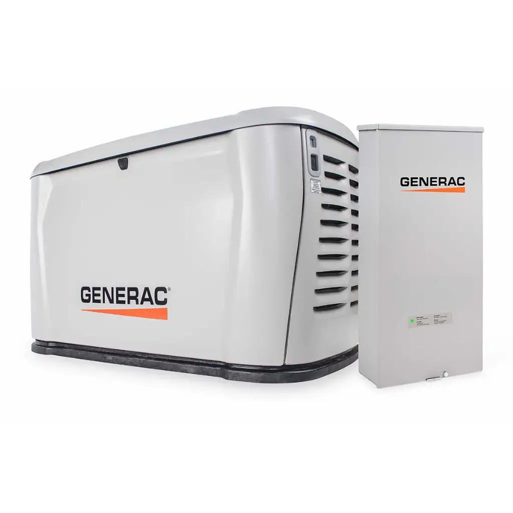 26/24kW Air-Cooled Standby Generator, 200A Transfer Switch